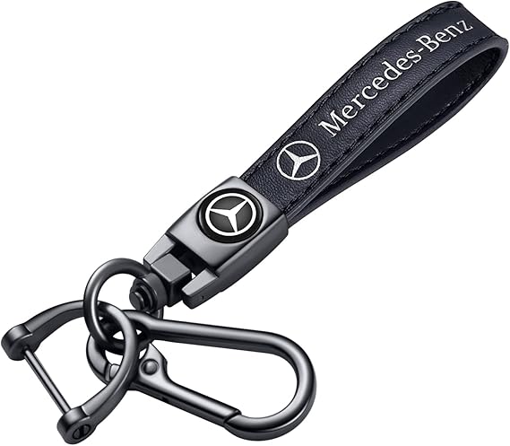 Genuine Leather Car Keychain Keyring Keychain Accessories Family Present(Black)