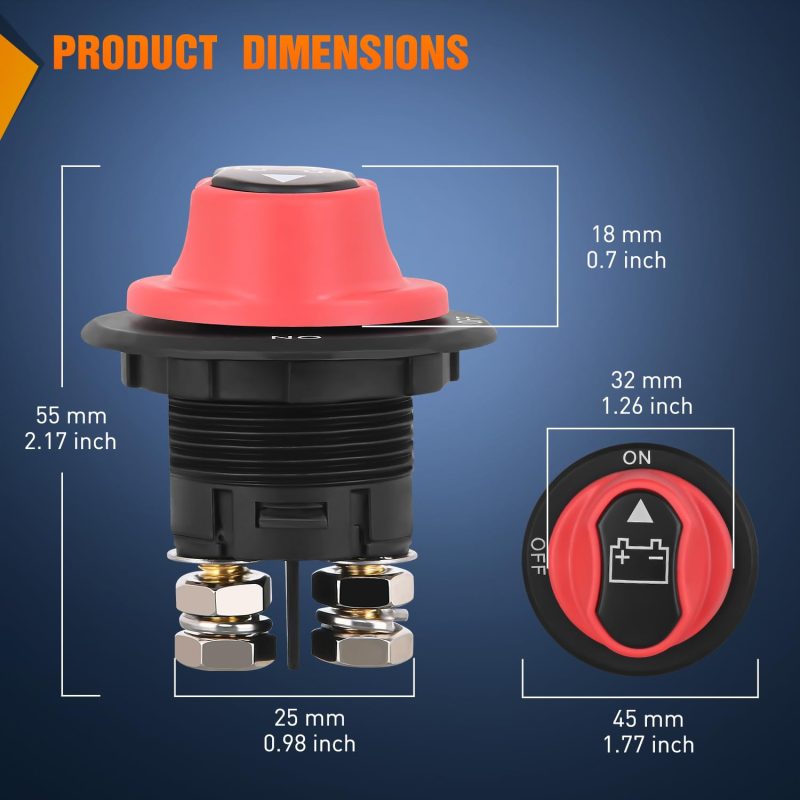Nilight Battery Disconnect Switch 100A Master Disconnect Isolator 12V-48V On Off Power Cutoff Switch Waterproof Heavy Duty For Marine Boat Car Rv Atv Utv Yacht - Image 6