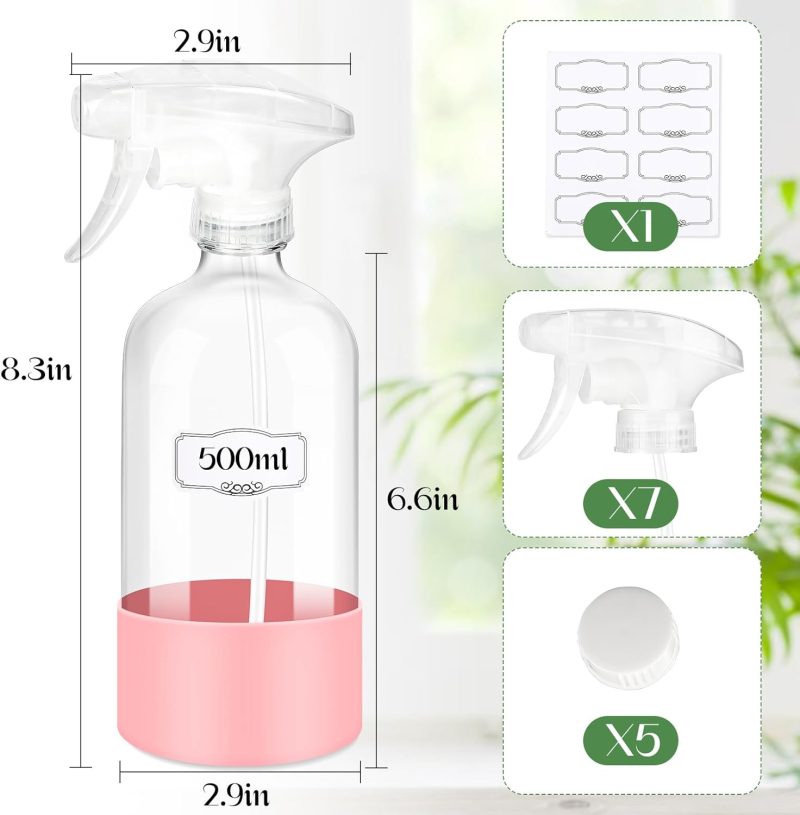 5 Pack/16 Oz Glass Spray Bottles With Upgraded Adjustable Spray Nozzle - Image 3