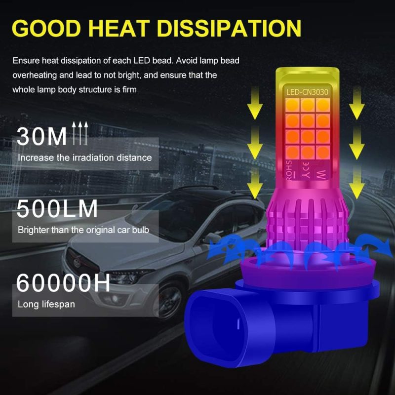 2Pcs H8 H9 H11 Led Green Lemon Fog Light Bulbs - Image 4