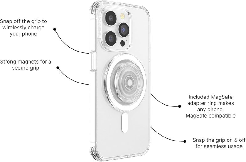PHONE PopSockets Phone Grip for MagSafe with Kickstand Magnetic Stand Swappable Top Secure... - Image 2