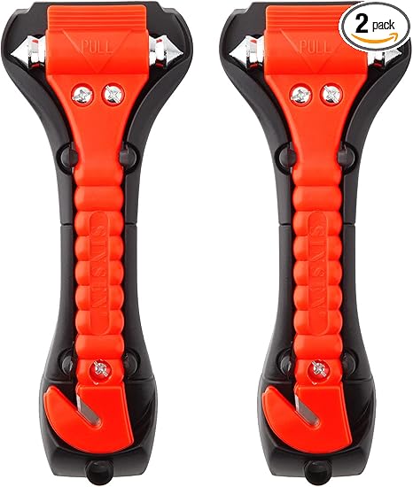 Sinsen Car Safety Hammer Set Of 2 Emergency Escape Tool Auto Car Window Glass Hammer Breaker And Seat Belt Cutter Escape 2-In-1 For Family Rescue & Auto Emergency Escape Tools
