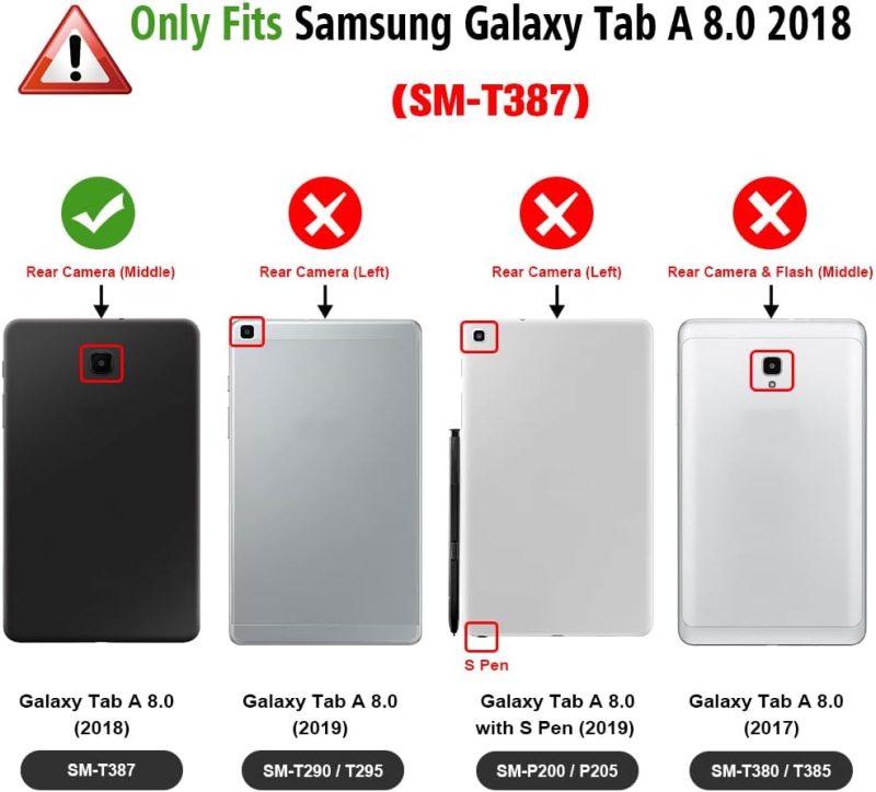 2018 Fintie Folio Case for Samsung Galaxy Tab A 8.0 2018 Model SM-T387 Slim Fit Premium Vegan Leather Stand Cover Black - Image 2