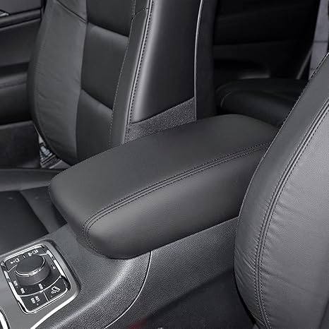 Intget Car Center Console Armrest Cover For 2011-2020 2021 Jeep Grand Cherokee Accessories Arm Rest Box Pad Console Lid Protection Saver For Grand Cherokee Console Cover(Black)