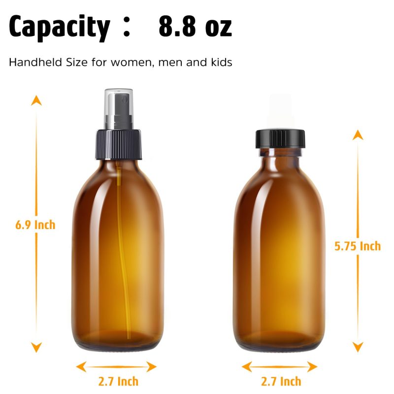 Tecohouse Amber Glass Spray Bottles 8.8 Oz - Image 4