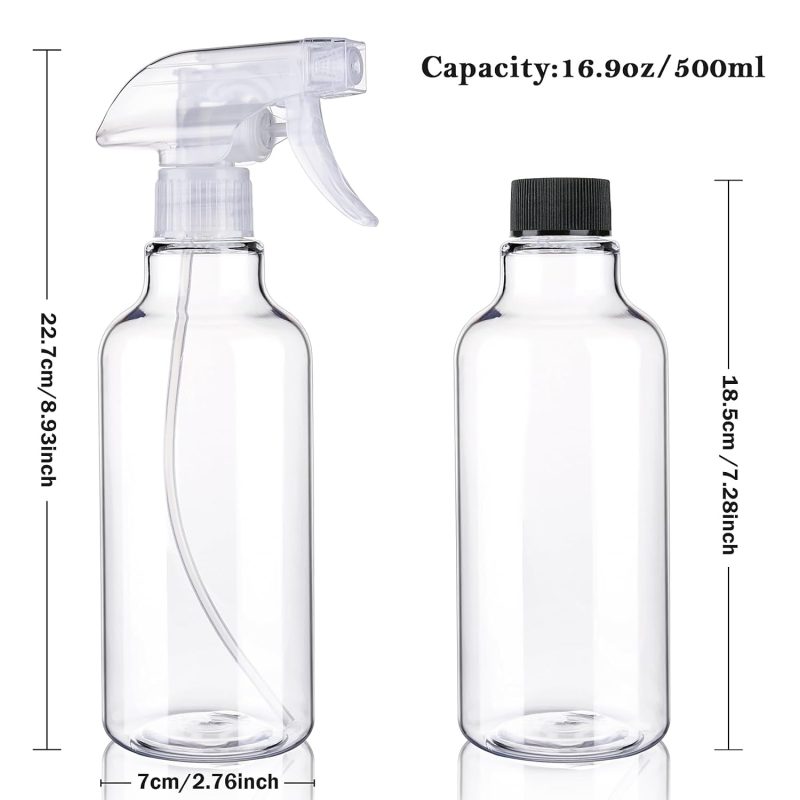 Plastic Spray Bottles Empty Spray Bottle 16.9Oz/500Ml 2 Pack Heavy Duty Spraying Bottles Mist/Stream Water Bottle For Cleaning Solutions - Image 5