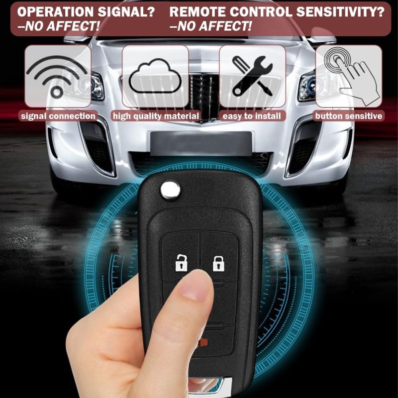 Key Fob Case Replacement 5 Button For Chevy Cruze Camaro Impala Equinox Gmc Terrain Buick Regal Lacrosse 2010 2011 2012 2013 2014 2015 2016 2017 Keyless Entry Remote Control Car Key Fob Shell - 2 Pack - Image 5