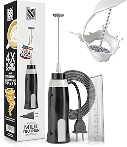 K-Brands Corded Electric Milk Frother With Plug In - Handheld Electric Whisk Stirrer Whipper - Foam Maker For Coffee