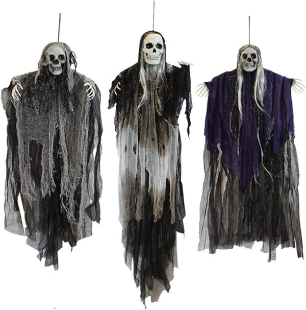 Joyin 3 Pack Hanging Halloween Skeleton Ghosts Decorations, Grim Reapers for Best Halloween Outdoor Decorations
