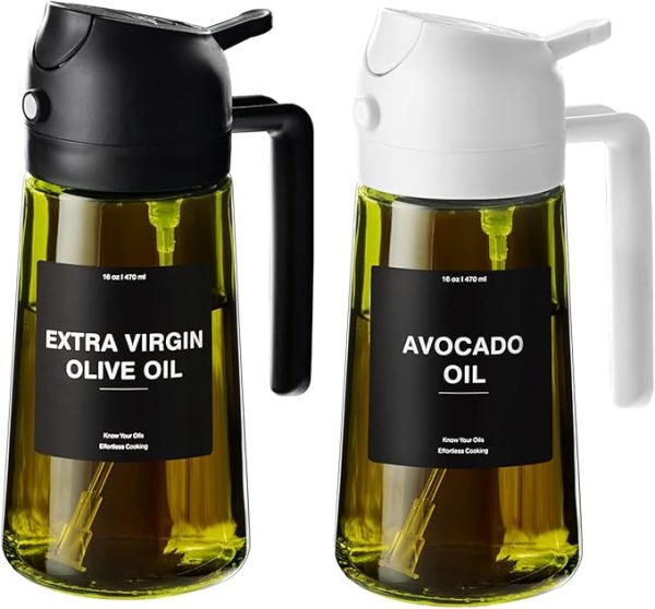 Cxinyi - 16Oz/470Ml Olive Oil Dispenser For Kitchen With Stickers - 2 In 1 Olive Oil Sprayer For Cooking