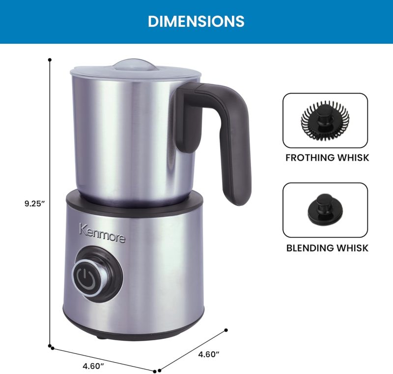 Kenmore Electric Milk Frother- Hot & Cold Milk Steamer And Foam Maker For Coffee - Image 6
