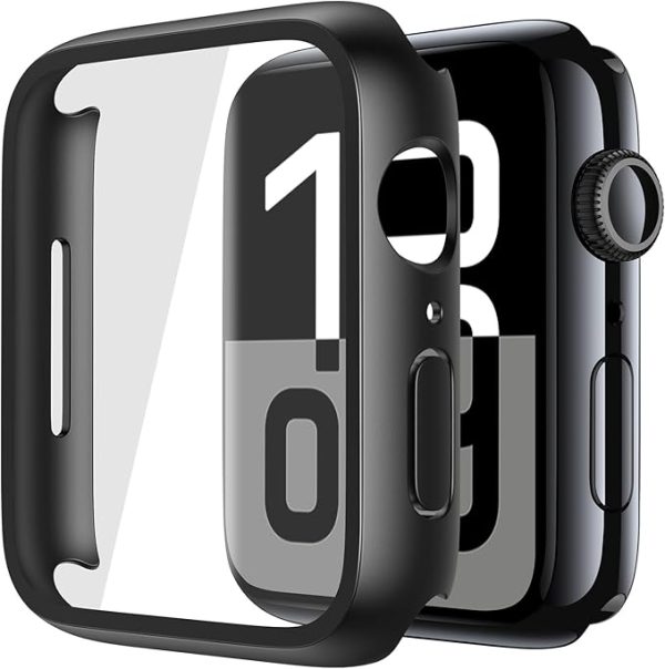 Misxi 2 Pack Tempered Glass Case Compatible for Apple Watch Series 11 (2025) Series 10 46mm, Hard PC Screen Protector Overall Protection Ultra-Thin Lightweight Scratch-Resistant Cover for iWatch, Black