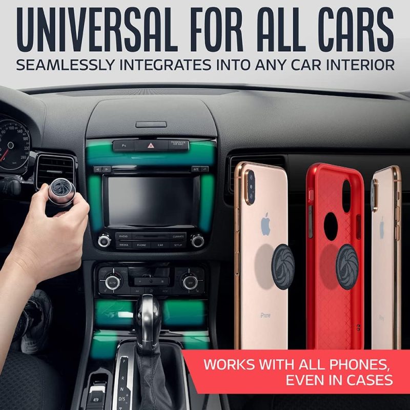 Universal Car Phone Mount Magnetic - All-Metal Iphone Car Mount For Any Smartphone Or Gps - Truly One-Handed Cell Phone Holder For Car Dashboard - Image 3