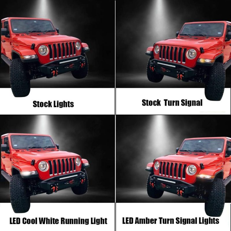 Turn Signal Drl Led For 2018-2025 Jl Wrangler Sahara & Rubicon 2020-2025 Gladiator Jt Rubicon Overland In White And Amber Pack Of 4 - Image 4