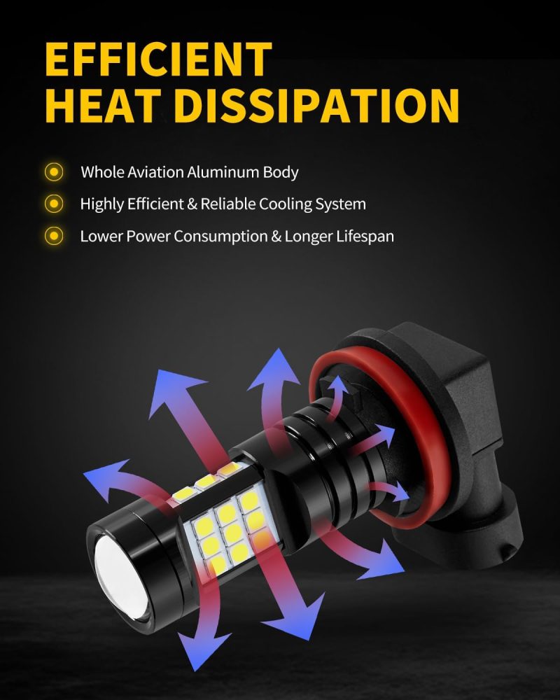 6000K Xenon White H11 H8 Led Fog Lights Bulb Replacement Compatible With 2006 2007 2008 2009 2010 2011 2012 2013 2014 2015 Honda Accord - Image 6
