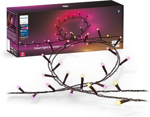 Philips Hue Indoor/Outdoor Holiday 130-Foot Festavia String Lights - 500 Mini Color Changing Smart Leds - Weatherproof - Control With Hue App - Works With Alexa, Google Assistant And Apple Homekit