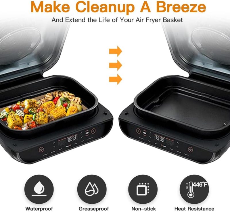Air Fryer Liners Disposable For Ninja: 150Pcs Air Fryer Parchment Paper Liners For Ninja Foodi Smart Xl Fg551 6-In-1 Indoor Grill Accessories Perforated Rectangle Airfryer Liner Sheets - Image 4