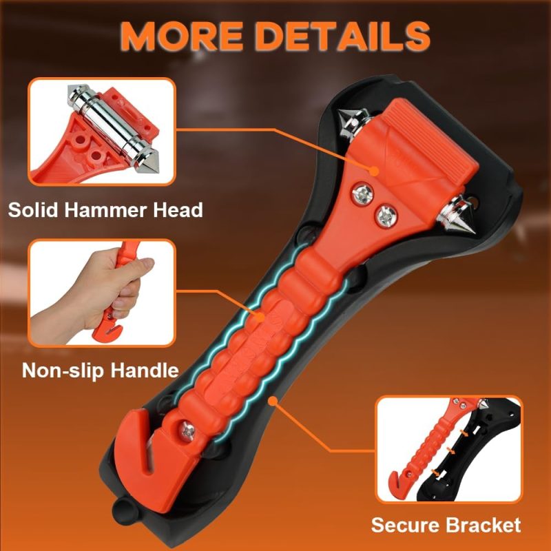 Sinsen Car Safety Hammer Set Of 2 Emergency Escape Tool Auto Car Window Glass Hammer Breaker And Seat Belt Cutter Escape 2-In-1 For Family Rescue & Auto Emergency Escape Tools - Image 5