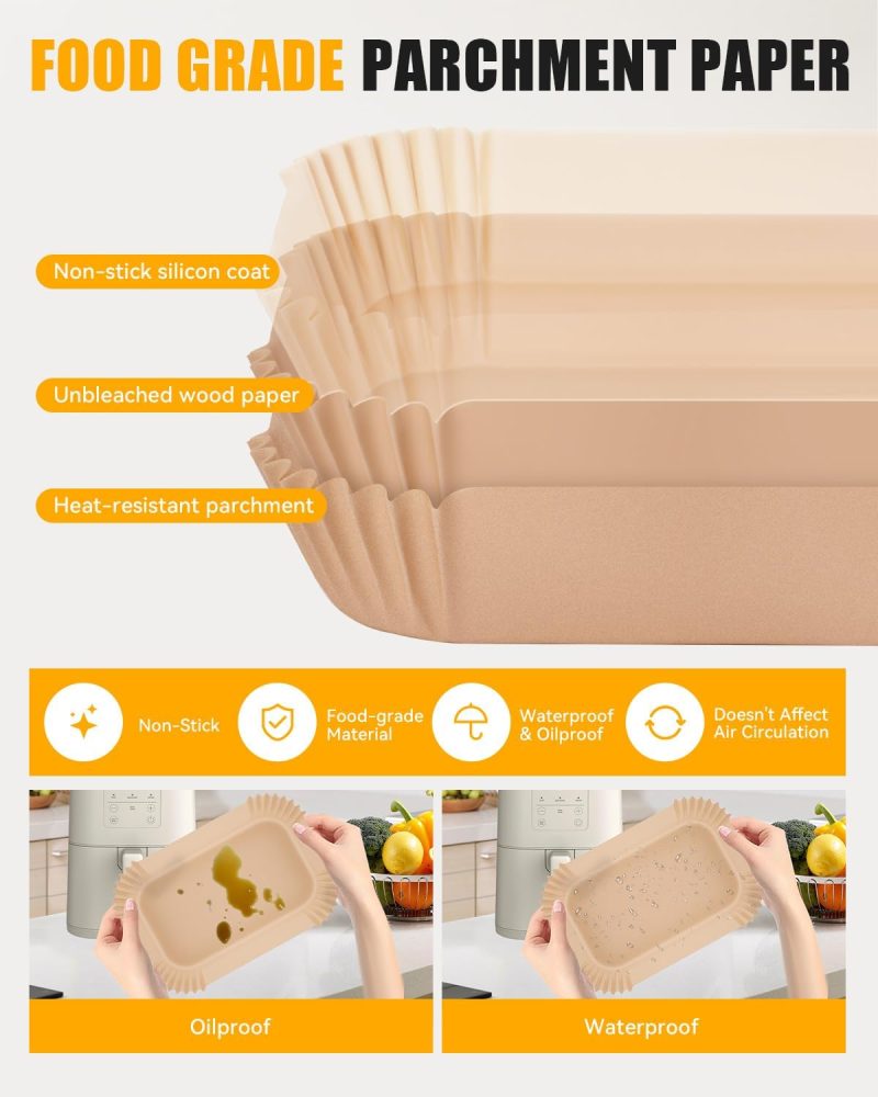130Pcs Air Fryer Paper Liners For Bella 4Qt Slim Air Fryer(3.3Lb Capacity) - Image 3