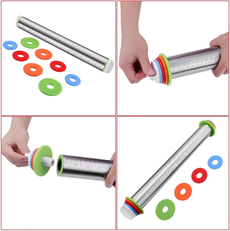 Stainless Steel Rolling Pin And Silicone Mat Set - Image 3