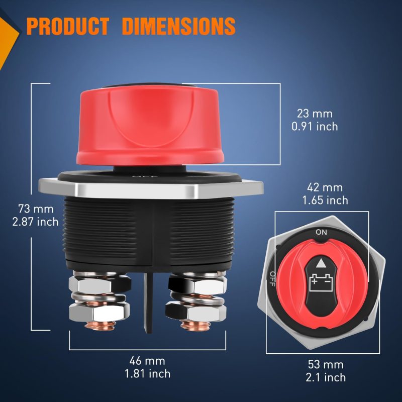 Nilight Battery Disconnect Switch 300A Master Disconnect Isolator 12V-48V On Off Power Cutoff Switch Waterproof Heavy Duty For Marine Boat Car Rv Atv Utv Yacht - Image 6