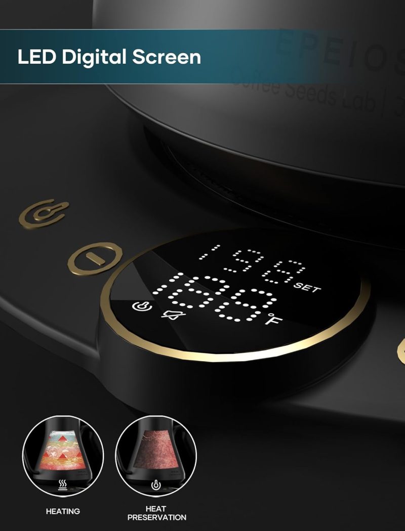 Gooseneck Electric Kettle With ±1℉ Temperature Control For Pour Over Coffee & Tea - Image 5