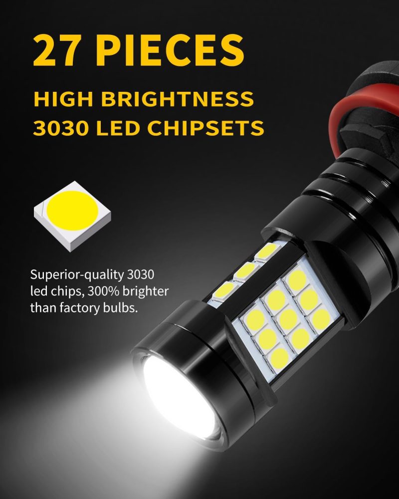6000K Xenon White H11 H8 Led Fog Lights Bulb Replacement Compatible With 2006 2007 2008 2009 2010 2011 2012 2013 2014 2015 Honda Accord - Image 3