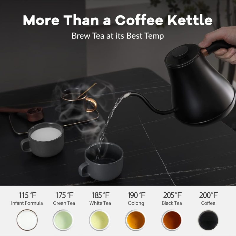 Mecity Electric Kettle Gooseneck Pour Over Kettle ±1℉ Temperature Control Quick Heating Water Boiler For Coffee & Tea & Formula Auto Shut Off Tea Kettle 1200 Watt - Image 6