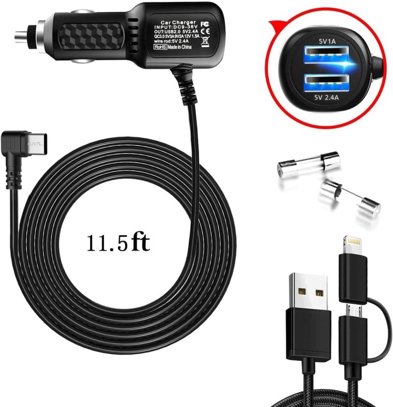 Dash Cam Charger 2023 Upgraded Usb-C Car Charger With Dual Usb Port Compatible With - Image 3