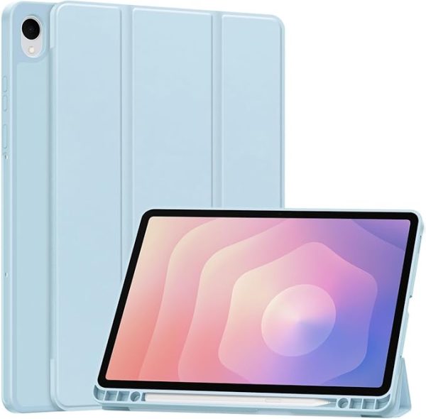 S11 Case for Samsung Galaxy Tab S11 (11-inch) 2025 Model SM-X730/SM-X736B Matte TPU Folio Smart Cover with Built-in Pen Slot Adjustable Kickstand Shockproof Protective Case -Sky Blue