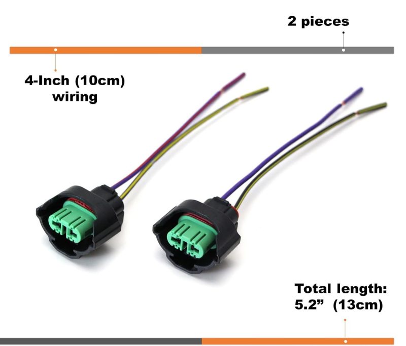 Ijdmtoy Oem H11 H8 Female Adapters Wiring Harness Sockets W/ 4-Inch Wire Pigtails Compatible With Front Light Or Fog Lights Use - Image 4
