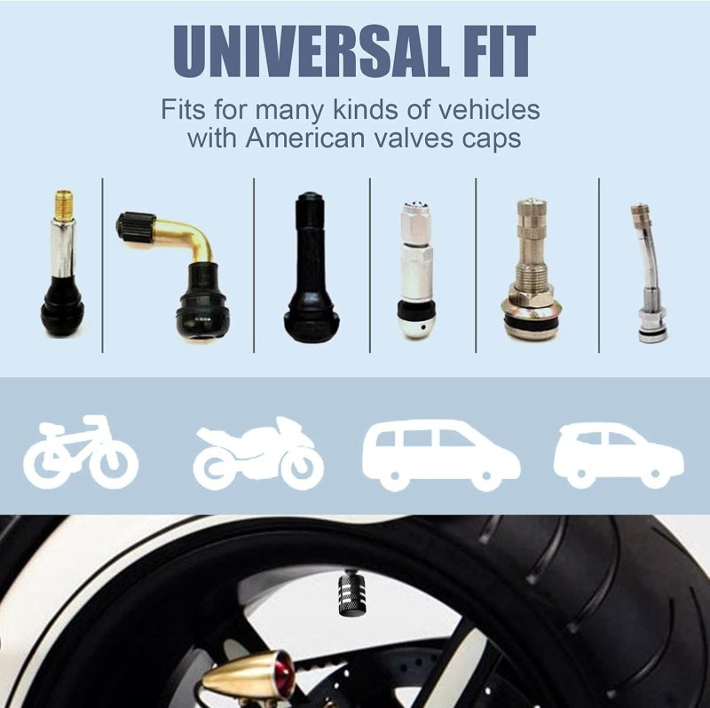 Tire Valve Stem Cap Cover - (5 Pack) Tire Air Caps Metal With Plastic Liner Corrosion Resistant Leak-Proof For Car Truck Motorcycle Suv And Bike Black - Image 5