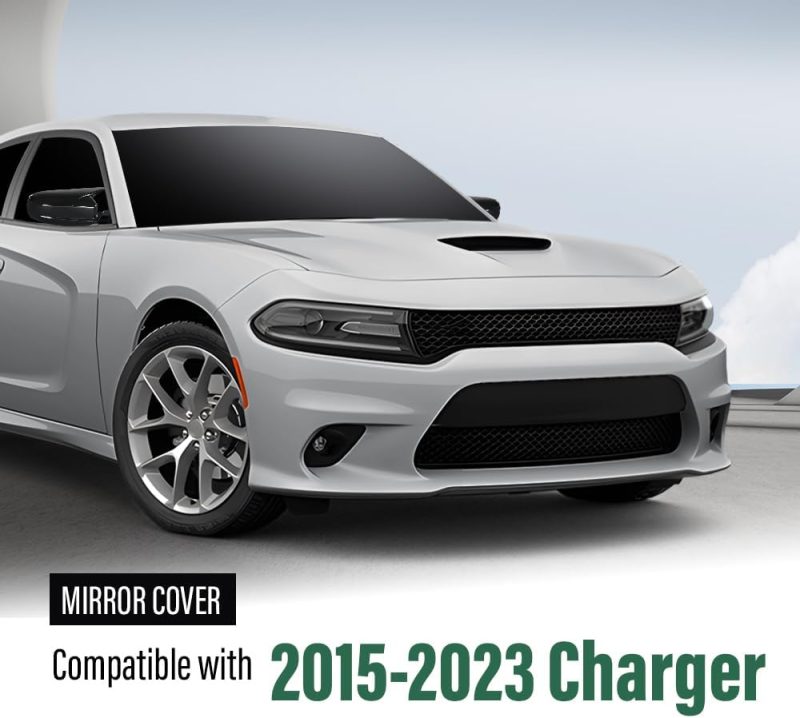 Lqi Rear View Mirror Cover Cap Shell Left And Right Side Compatible With Dodge Charger Srt 2015-2023 Black - Image 4