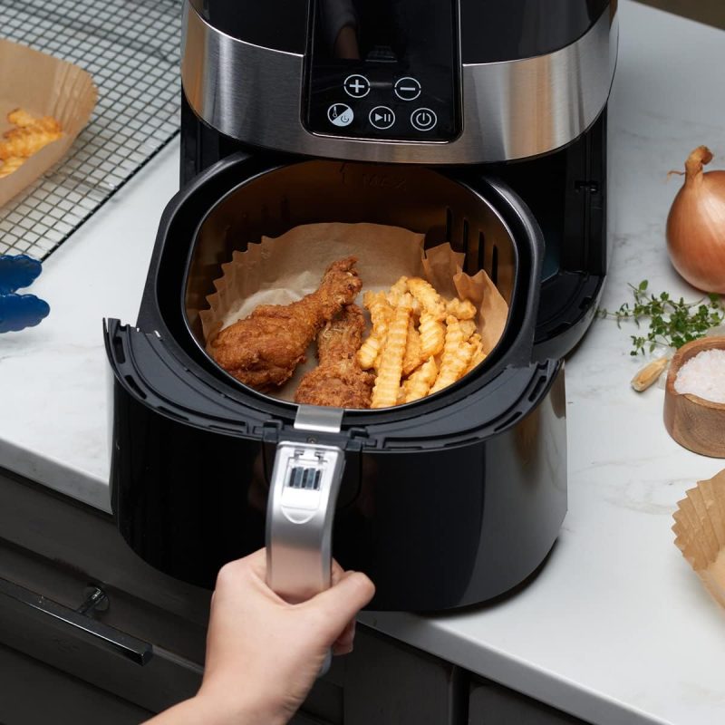 Gusto [6.5 Inch - 125 Count] Square Air Fryer Liners Disposable - Non-Stick - Image 2