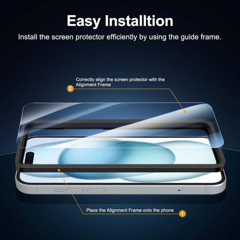 DESIGNED NEW'C 3 Pack Designed for iPhone 16 iPhone 15 Screen Protector Tempered... - Image 3