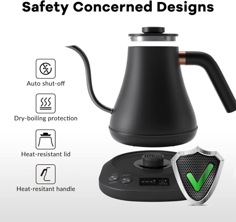 Mecity Electric Kettle Gooseneck Pour Over Kettle ±1℉ Temperature Control Quick Heating Water Boiler For Coffee & Tea & Formula Auto Shut Off Tea Kettle 1200 Watt - Image 4
