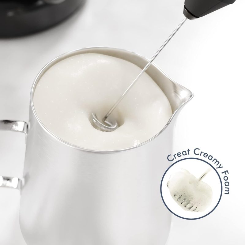 Powerful Milk Frother Wand - Mini Handheld Milk Frother With Stainless Steel Whisk - Battery-Powered Drink Mixer For Coffee - Image 2