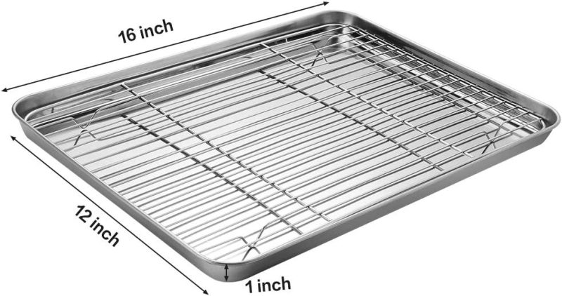 Stainless Steel Baking Sheet Tray Cooling Rack With Silicone Baking Mat Set - Image 2