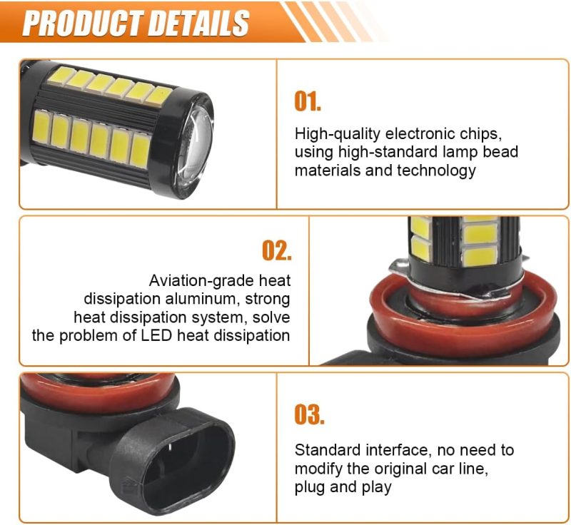 2Pcs H11 Car Led Fog Light Bulbs - Image 3