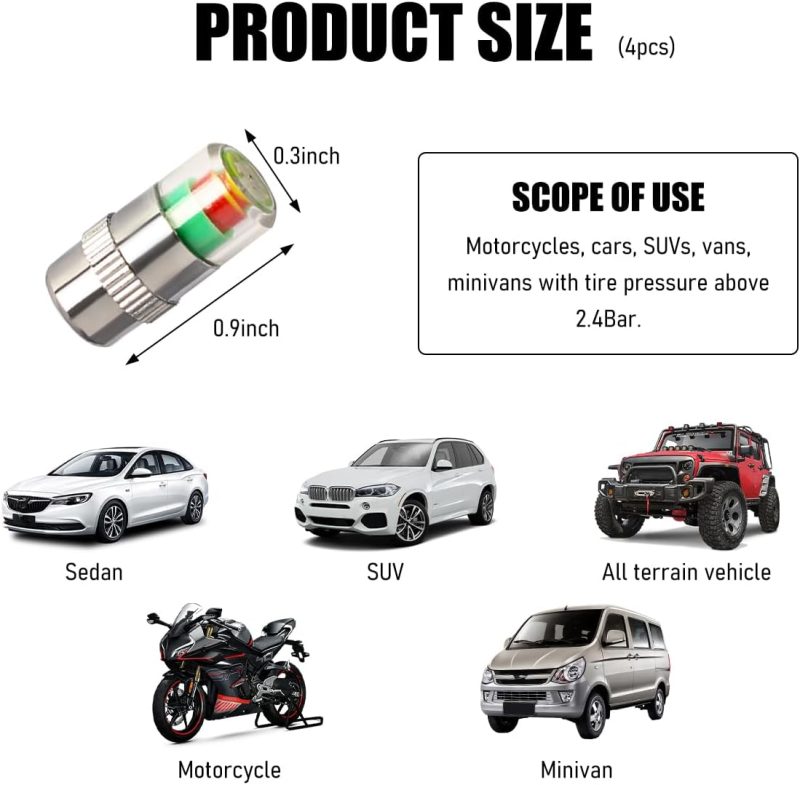 4 Pcs Tire Pressure Monitor Valve Stem Caps - Image 2
