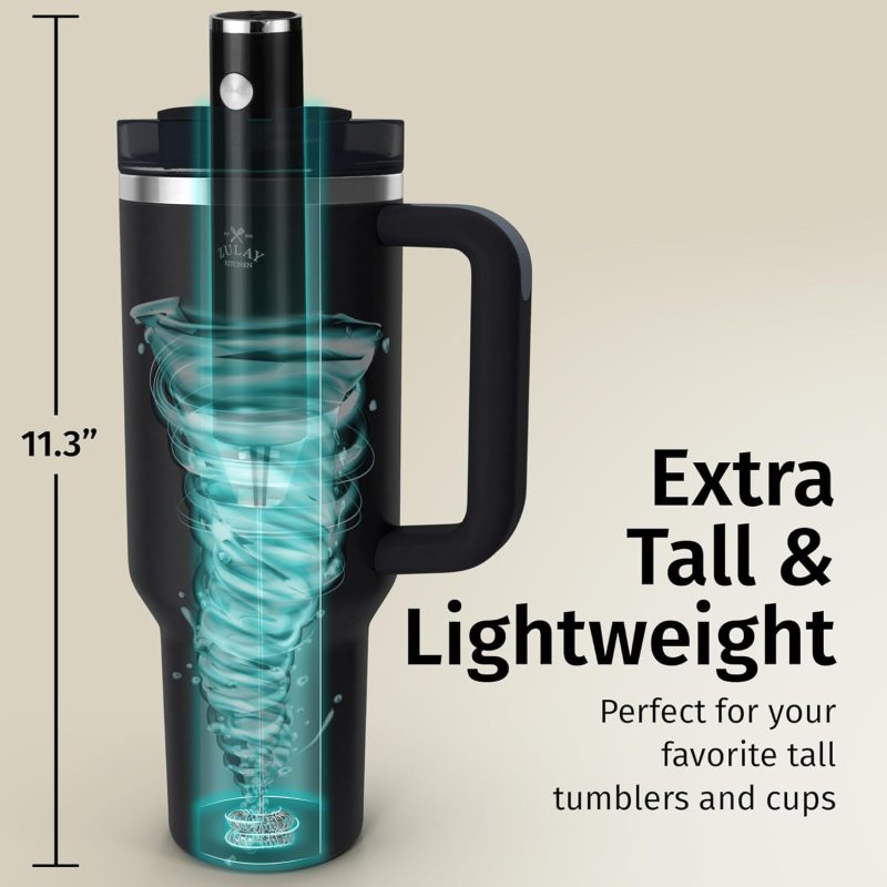 Zulay Kitchen Lux Electric Milk Frother Rechargeable Handheld - Powerful 2-Speed Motor - Image 5