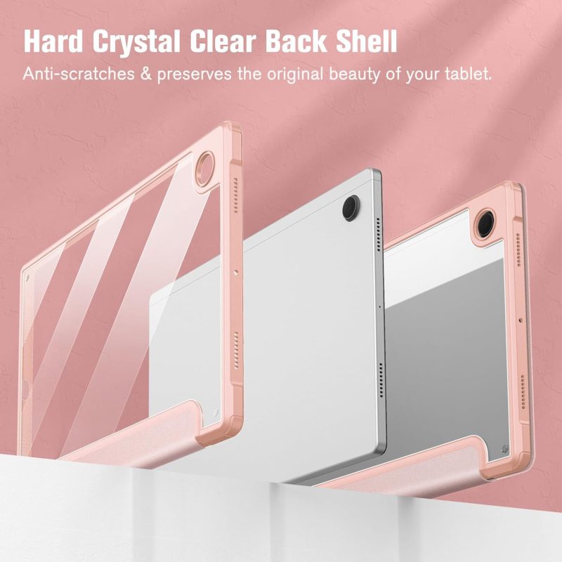 2022 Fintie Hybrid Slim Case for Samsung Galaxy Tab A8 10.5 Inch 2022 Model (SM-X200/X205/X207) Shockproof Cover with Clear Transparent Back Shell Auto Wake/Sleep Rose Gold - Image 3