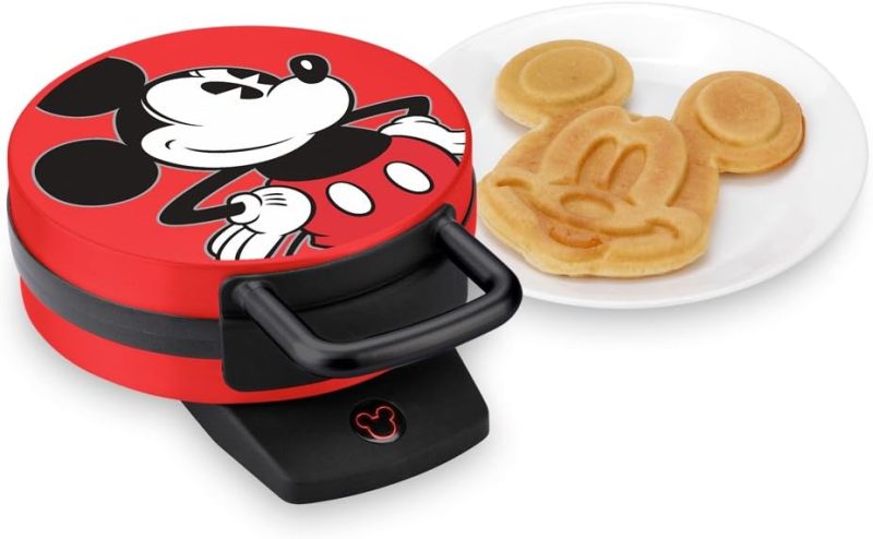 Disney Mickey Mouse Waffle Maker By Select Brands - Nonstick Waffle Iron For Fun Mickey-Shaped Waffles - Disney Kitchen Gift - 800 Watts - Red - Image 2