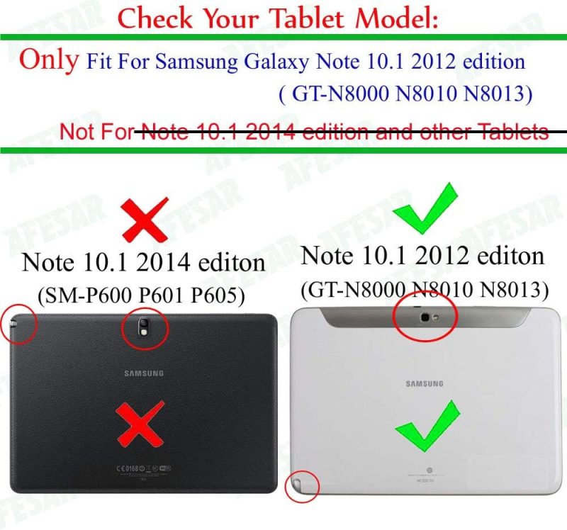 2012 Case for Samsung Galaxy Note 10.1(2012 Old Model) GT-N8000/N8010 Tablet Cover Synthetic Leather Folio Cover for N8013 N8020 N8005 Stand Case (Black) - Black - Image 2
