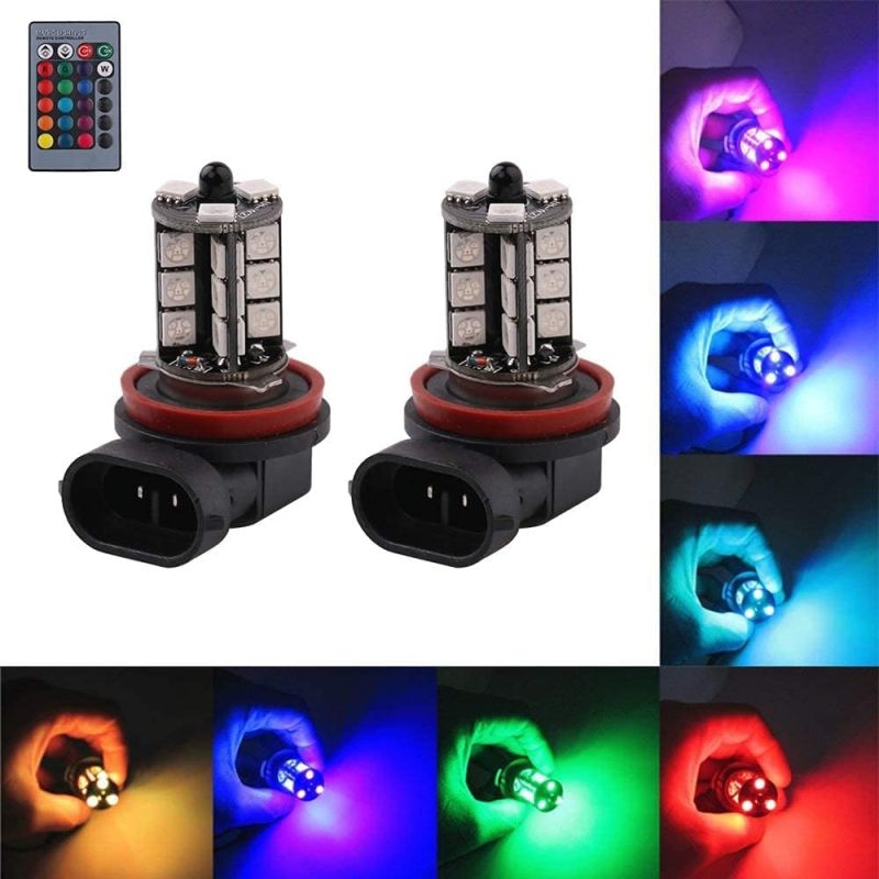1797 H11 H8 H16(Jp) H9 Led Rgb Fog Lights Bulb Amber Yellow White Multicolor 16 Color Changing Switch Kit Strobe Lamp Bulbs For Car Trucks Remote Control 12V 5050Smd Replacement Pack Of 2 - Image 5