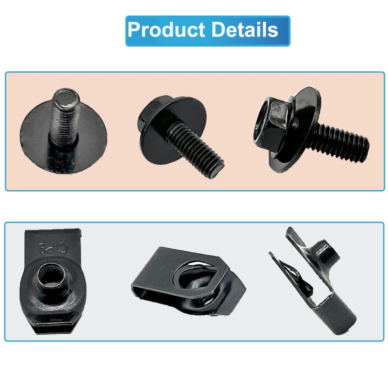 100 Pcs M6-1.0 Body Bolts And U Nuts Kits - Image 6