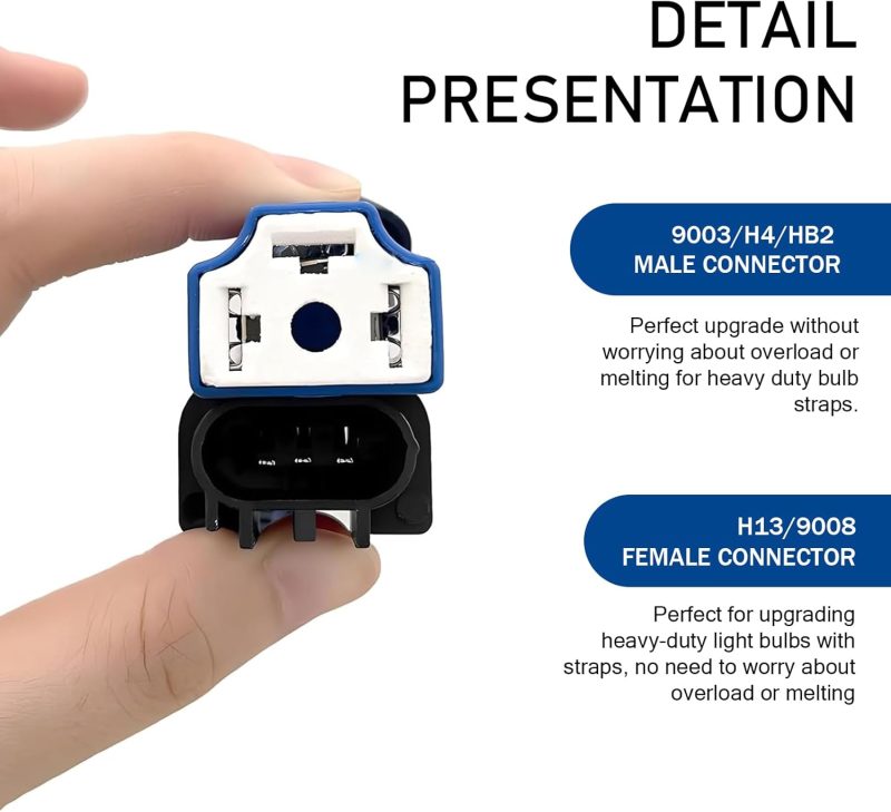 2 Pcs Car H13 Male To H4 Female Adapter - Image 5