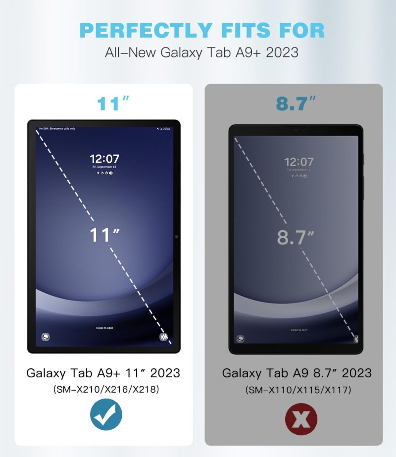 2023 TiMOVO Rotating Case for Samsung Galaxy Tab A9+/A9 Plus 11 Inch 2023 90 Degree Rotating Stand Cover Support Auto Wake Sleep for Galaxy Tab A9+ Tablet SM-X210/X216/X218 Cloud Peacock Blue - Image 2