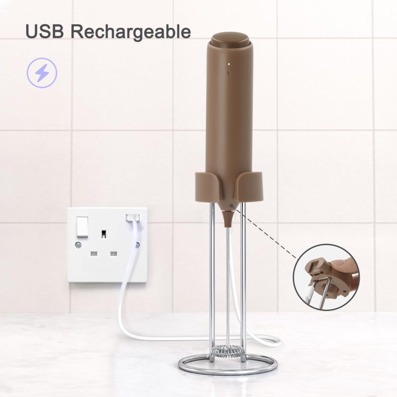 Rechargeable Milk Frother With Charging Stand & Wall Mount - Image 3