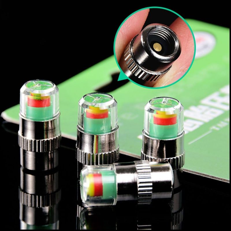 Anki Happigo 4Pcs 32-To-35 Psi Car Tire Pressure Monitor Valve Stem Caps Sensor Indicator Easy To Read 3 Color Eye Alert - Image 2